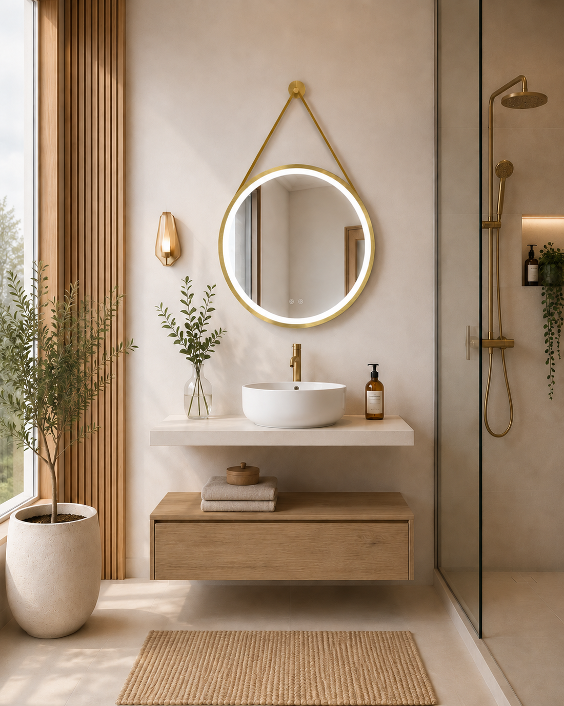 Mobile bagno sospeso modulo Estepa con piano d'appoggio bianco CERDEÑA