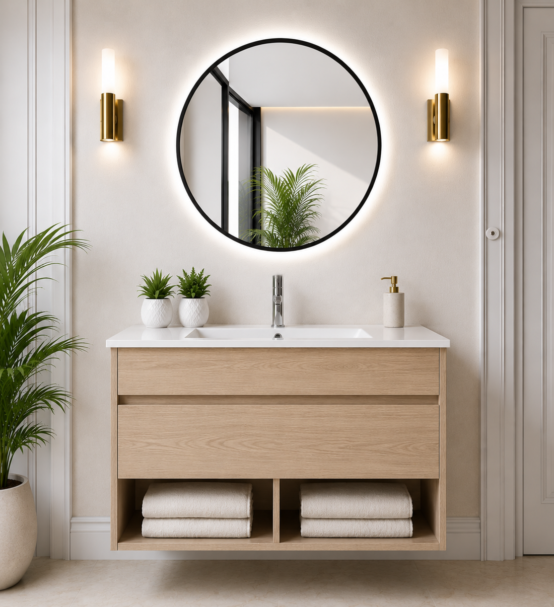 Mobile bagno sospeso NEBARI con cassetto e lavabo extra-piatto
