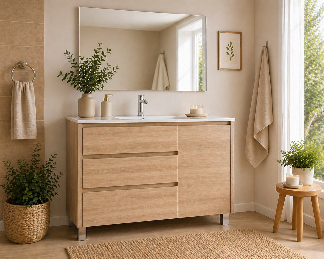Mobile bagno con VOLUM con 3 cassetti, porta e lavabo