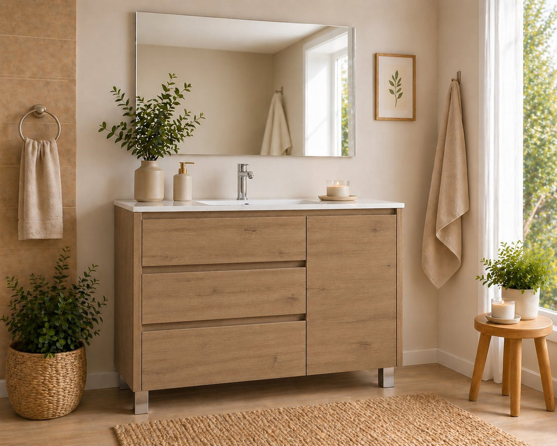 Mobile bagno con VOLUM con 3 cassetti, porta e lavabo