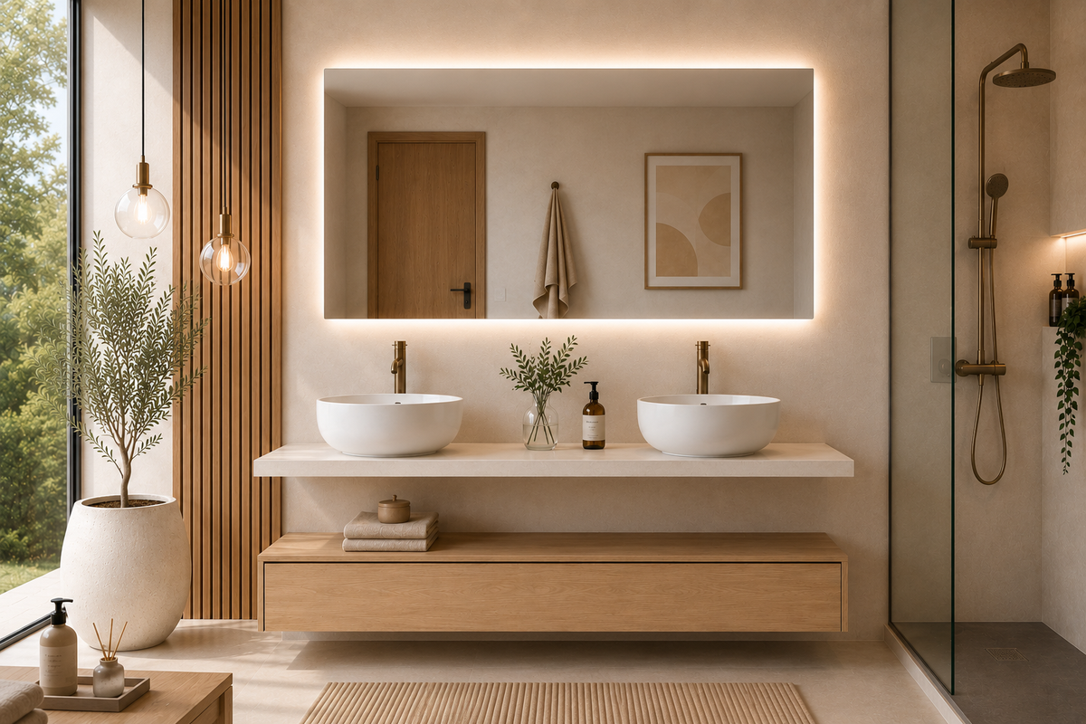 Mobile bagno sospeso modulo Estepa con piano d'appoggio bianco CERDEÑA