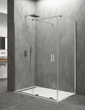 Paroi de douche d'angle 1+1 avec panneau fixe KERES, sans profilé inférieur ni supérieur. Verre de 8mm