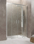 Paroi de douche frontale CEOS 2+2 sans profilé bas, disponible en verre transparent ou sérigraphié