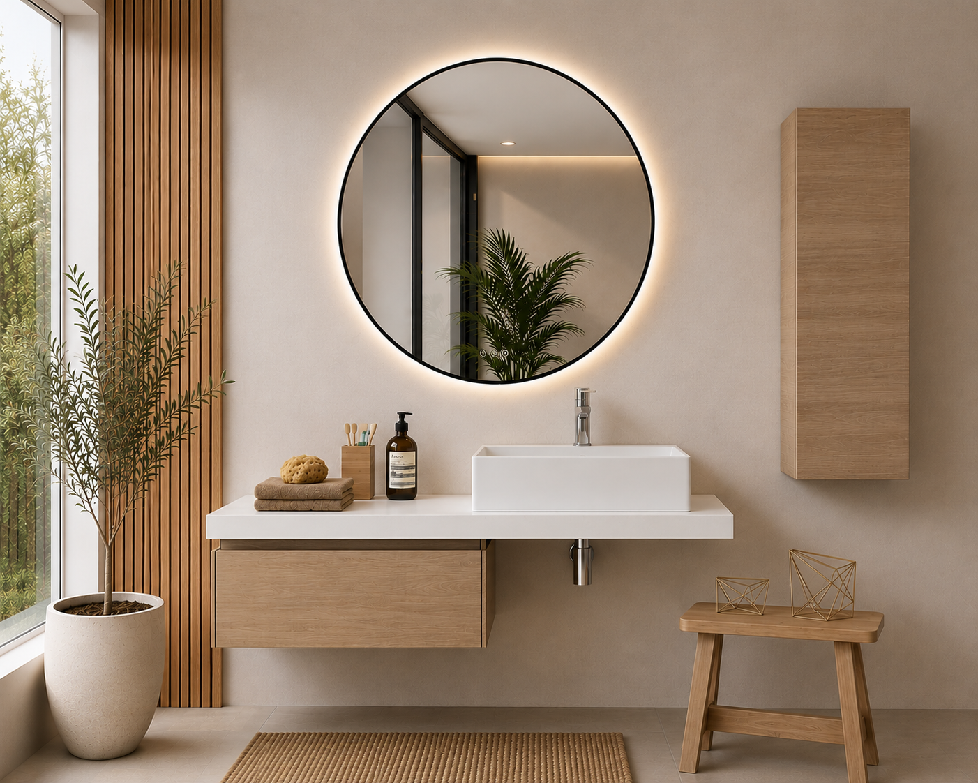 Mobile bagno SICILIA con modulo sospeso da 60 cm finitura Estepa e piano d'appoggio da 120 cm