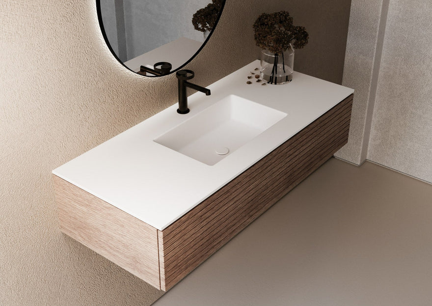 LEX Solid Surface top con 1 lavabo sottopiano, bordo da 12 mm